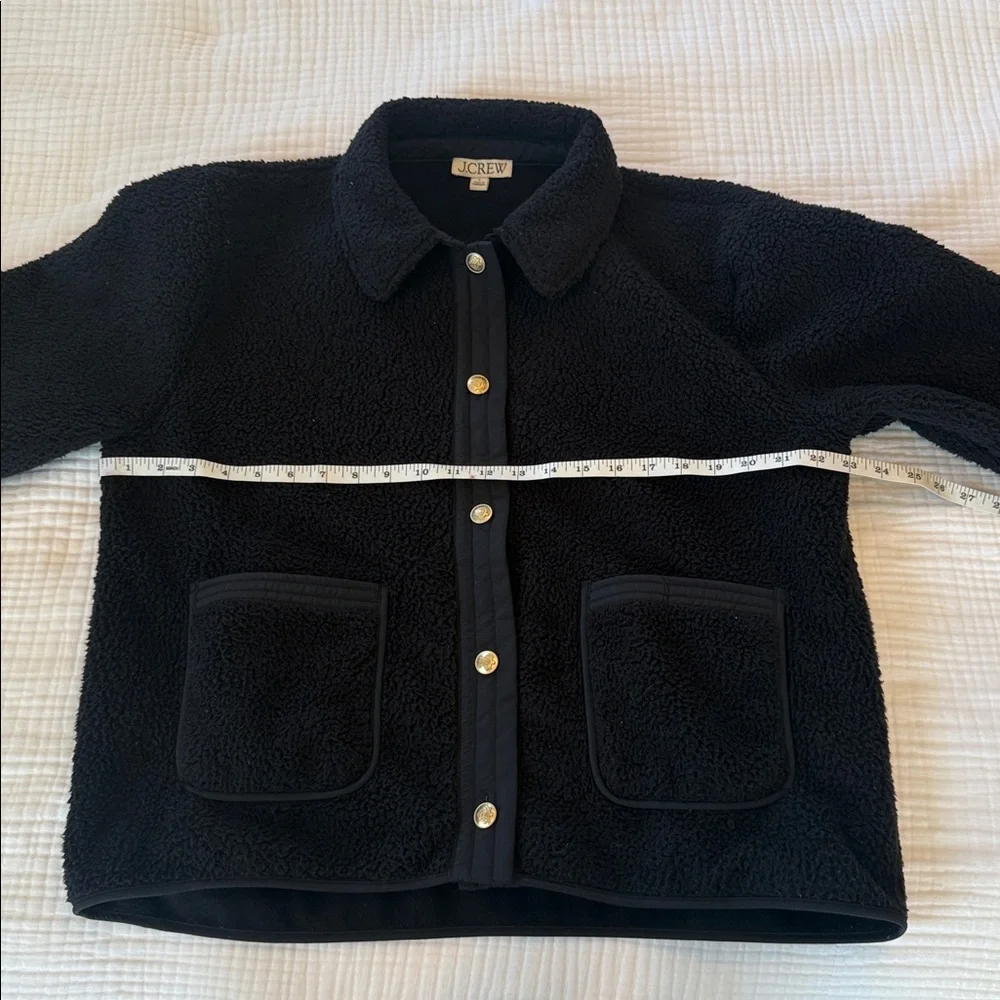 J. Crew Black Teddy Sherpa Jacket with Gold Buttons - Picture 4 of 6